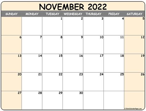 November Calendar 2022 Editable Printable Word Searches