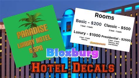 Roblox Bloxburg Hotel Decal Id S Youtube Hotel Codes Luxury