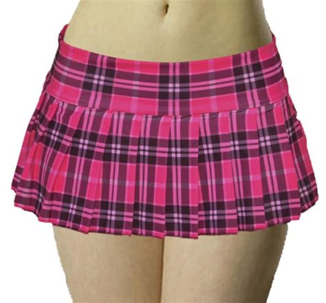 Hot Pink Stretch Lycra Plaid Pleated Micro Mini Skirt Etsy