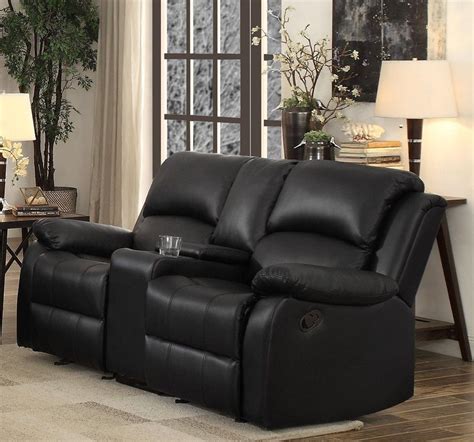 Clarkdale Black Double Glider Reclining Loveseat With Center Console