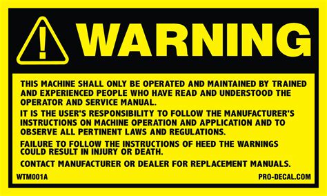 Pro Decal Warning Decals Warning This Machine