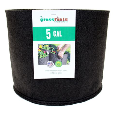 50 pack 5 gallon black grassroots fabric pot grow pot and aeration
