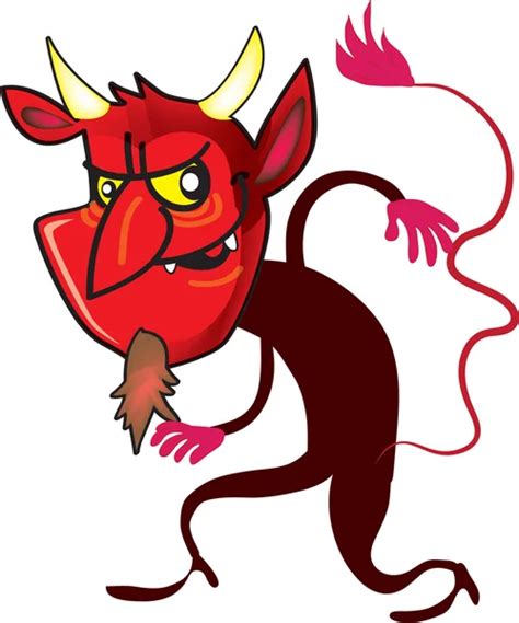 Vectores De Stock De Un Diablo Rojo De Dibujos Animados Con Cuernos