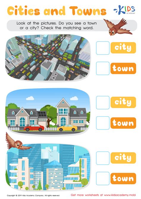 Cities And Towns Worksheet For Kids
