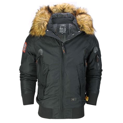 Mens Warm Padded Heavyweight Winter Jacket Military Style Bomber Fur Hooded | eBay