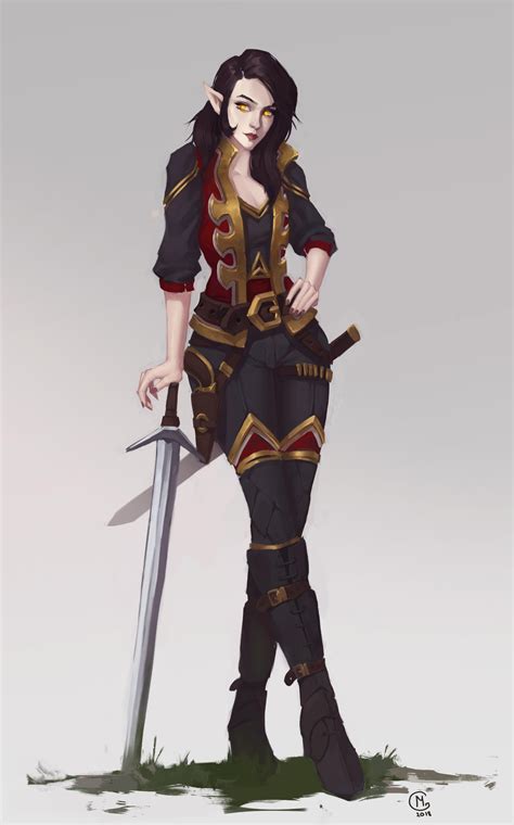 [oc] Commission Of Sona Riversong My Half Elf Rogue Characterdrawing Concept Art