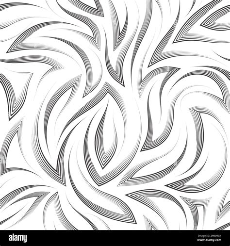 Seamless Black Vector Pattern Of Angles And Flowing Linestexture Of