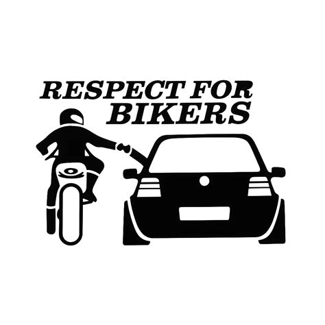 1 Piece Respect For Bikers Car Sticker Funny Decals Window Waterproof Sticker