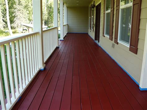 Red Stained Deck Lake House Deck House Yard Painted Porch Floors Porch Flooring Farmhouse