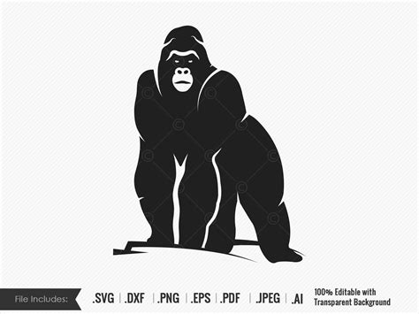 Gorilla Svg Gorilla Ape Svg Monkey Svg King Kong Full Etsy Uk