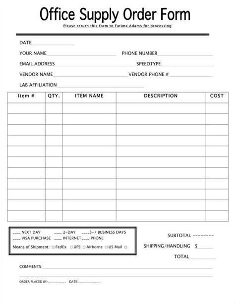 9 Equipment Order Form Templates Free Pdf Excel Format