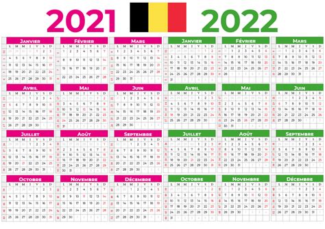Calendrier 2022 Belgique Avec Semaine