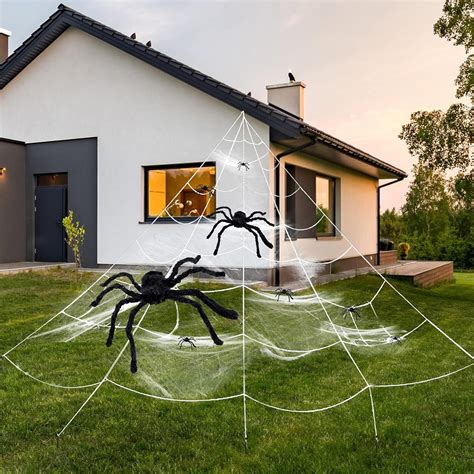 Araignée Halloween Araignee Géante Halloween Decoration Exterieur Avec 7m Toile Triangulaire