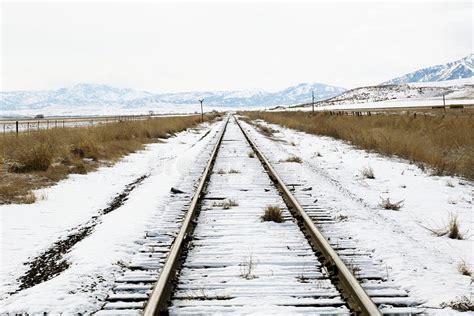 Snowy Railroad Tracks Stock Photo Image Of Blue Snow 54266700