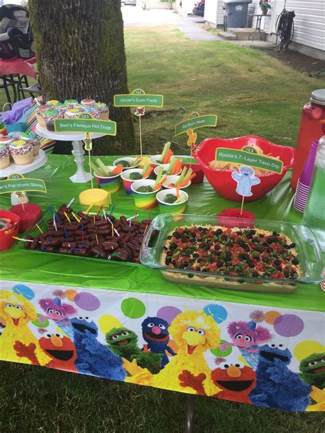 Cookie monster is singing the healthy foods rap because even though cookie monster loves cookies, he also knows he needs to also eat healthy . Sesame Street party food | Sesame street birthday party ...