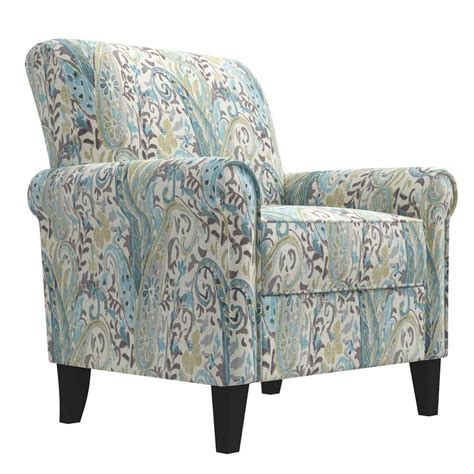 Handy Living Tapley Sky Blue Multi Paisley Fabric Traditional Rolled