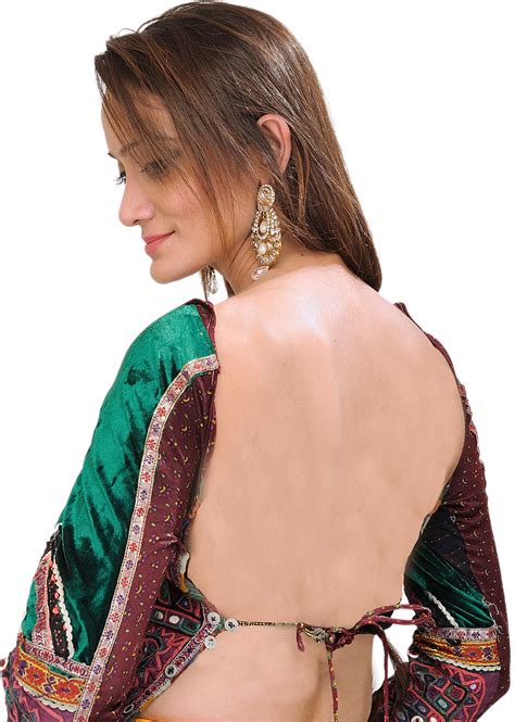 Verdant Green Backless Choli From Kutch With Rabari Embroidery Exotic India Art