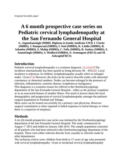 Pdf A 6 Month Prospective Case Series On Pediatric Cervical