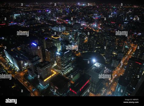 The Lights Of Beijing China At Night From Above Stock Photo Alamy