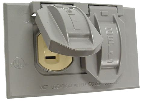 Receptacle Cover 1g Weatherproof Duplxmetal Gray Outdoor Boxes