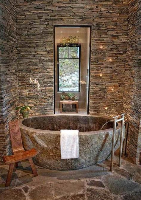 Simple Natural Stone Bathroom For Large Space Home And Apartment Picture