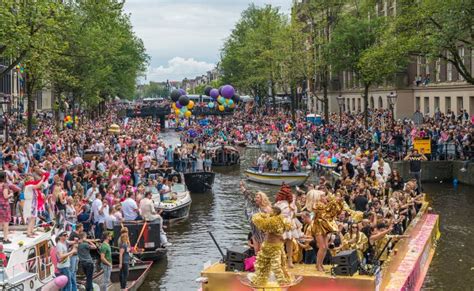 amsterdam august 5 2017 boats of the 2017 canal parade sailing editorial image image of