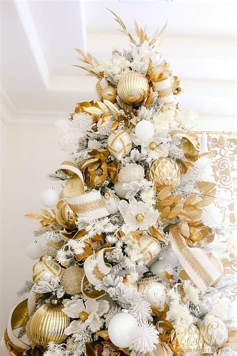White Silver And Gold Christmas Tree Silver And Gold Christmas Tree