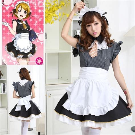 Aliexpress Com Buy Japanese Anime Love Live Koizumi Hanayo Cosplay Costume Cafe Maid Uniform