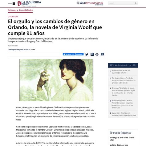 El Orgullo Y Los Cambios De Género En Orlando La Novela De Virginia Woolf Que Cumple 91 Años