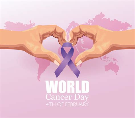 World Cancer Day Poster With Hands And Ribbon 2527904 Vector Art At