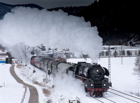 Vintage Steam Locomotives In Snow