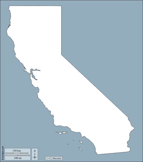 California Free Map Free Blank Map Free Outline Map F