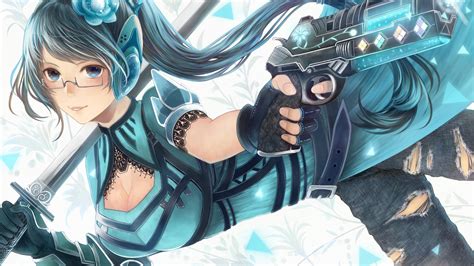 Anime Glasses Guns Anime Girl Sword Wallpaper Anime