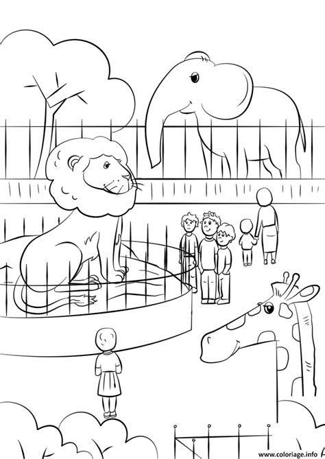 Coloriage Zoo Animals Dessin Lion à imprimer