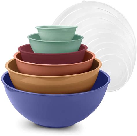 Cook With Color Plastic Mixing Bowls With Lids Set 12 Piece