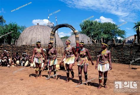 Zulu Women During A Ngoma Traditional Dance Zulu Village Kwazulu Natal South Africa Stock