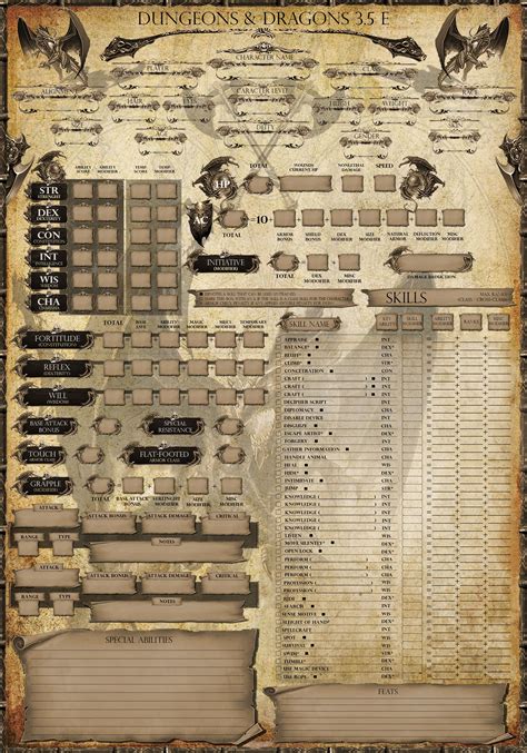 Dungeons And Dragons Printable Character Sheet