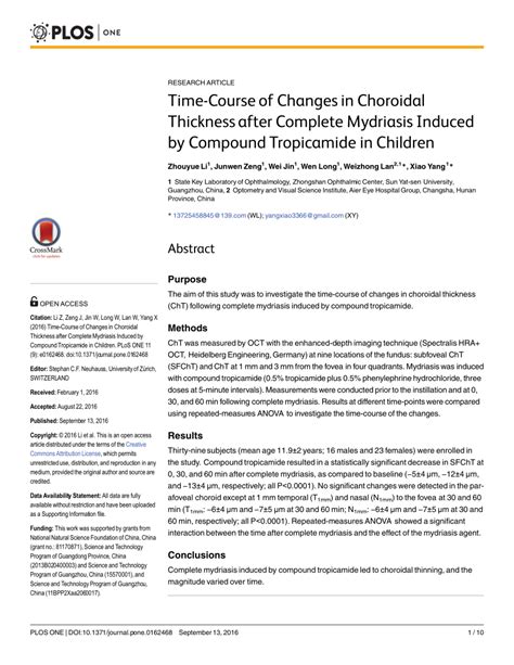 Pdf Time Course Of Changes In Choroidal Thickness After Complete