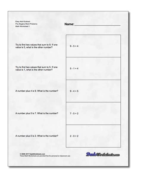 Six buses were filled and 7 students traveled in cars. Free math worksheets for Pre-Algebra Word Problems with ...
