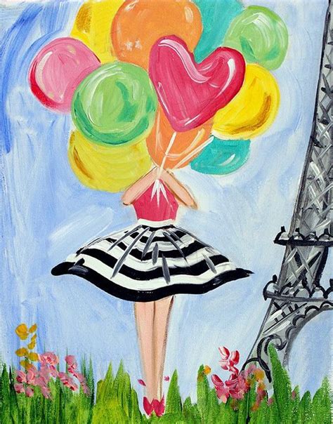 Lady with balloons, cute beginner painting idea. | Balloon ...