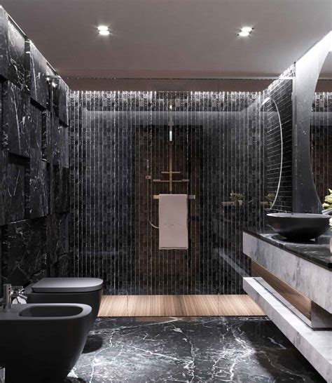 Marble walk in shower bathroom. Leisure Modern Bathroom | Design Ideas