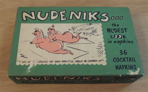 Vtg Rare Box Of Nudeniks Nudist Colony Comic Cocktail Napkins Designs Picclick
