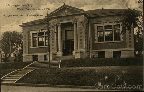 Carnegie Library West Waterloo Iowa Postcard
