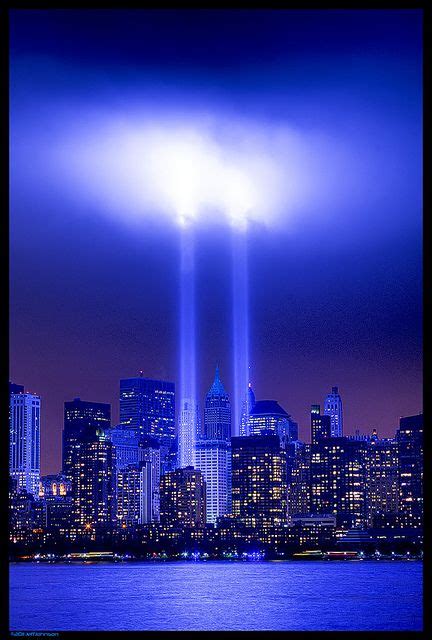 Memorial Twin Towers Of Light From The New Jersey Side Of The