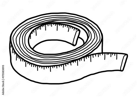 Measuring Tape Cartoon Vector And Illustration Black And White Hand