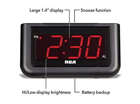 Rca Digital Alarm Clock Large 14 Led Display With Brightness