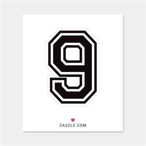 Number Nine 9 Sports College Font Sticker Zazzle Sports Fonts