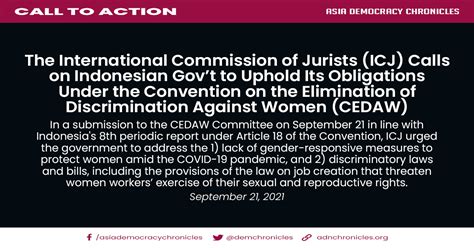 Indonesia Icj Submits Report To The Cedaw Committee On Indonesia’s Discriminatory Laws And