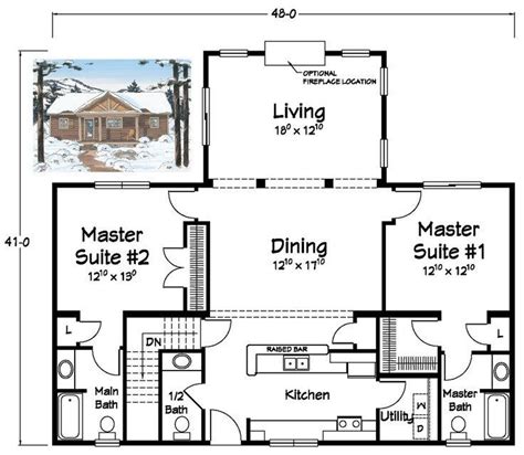 House plan 2051 b ashland first floor plan colonial cottage 1 1. New House Plans Two Master Bedrooms - New Home Plans Design