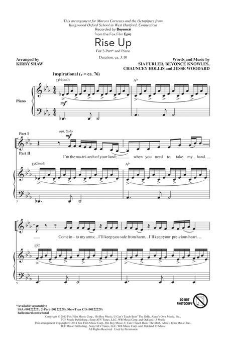 Rise Up From Epic By Beyonce Beyonce Digital Sheet Music For